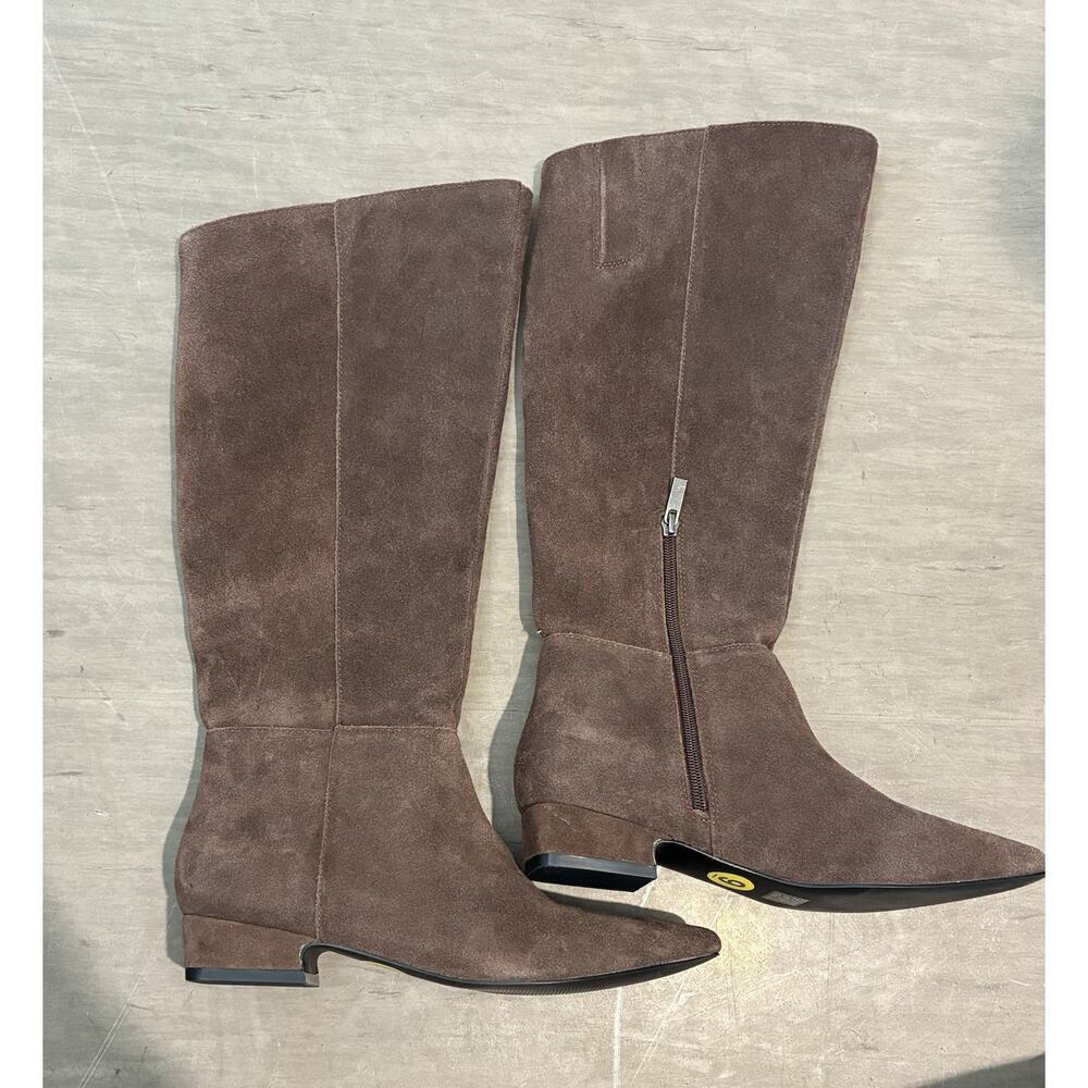 Jason Wu Brown Suede Knee High Boots Low Heel Minimal Luxe 9 Chic Classic - Picture 2 of 6
